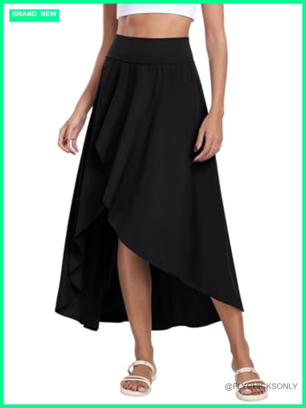 High Low Maxi Skirt with Slit Ruffle Wrap Flowy Long Skirt Built-in Shorts